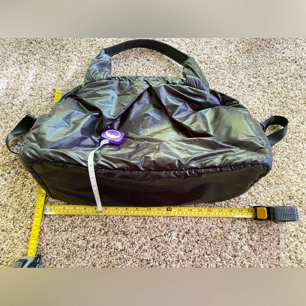 Black Puffy Nylon Weekender Bag travel gym Bag Shoulder crossbody y2k